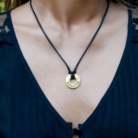 Breathe Adjustable Necklace- Brass - Picture 1 of 7